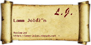 Lamm Jolán névjegykártya