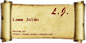 Lamm Jolán névjegykártya